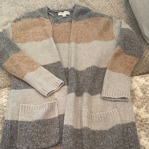 Knox Rose Women's Colorblock Cardigan - Gray and Tan